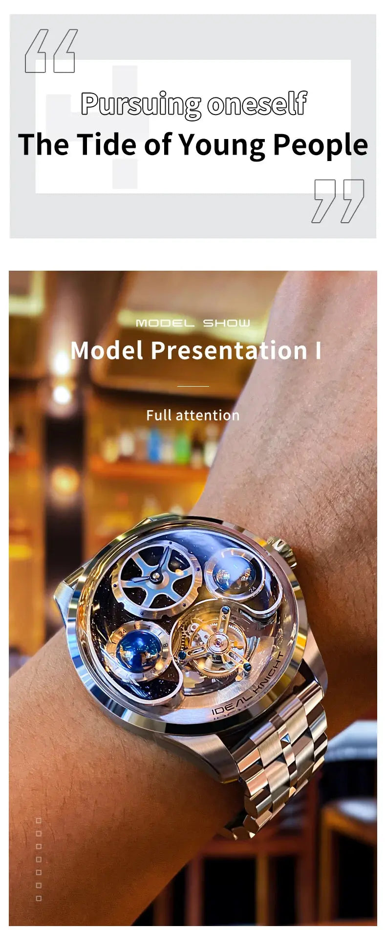 IDEAL KNIGHT Top Brand Luxruy Mens Watch Advanced Tourbillon Automatic Mechanical Watch Waterproof Luminous Dual Region Time luxecrown.co.uk