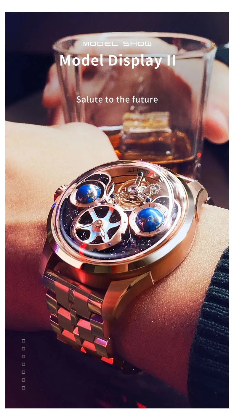 IDEAL KNIGHT Top Brand Luxruy Mens Watch Advanced Tourbillon Automatic Mechanical Watch Waterproof Luminous Dual Region Time luxecrown.co.uk