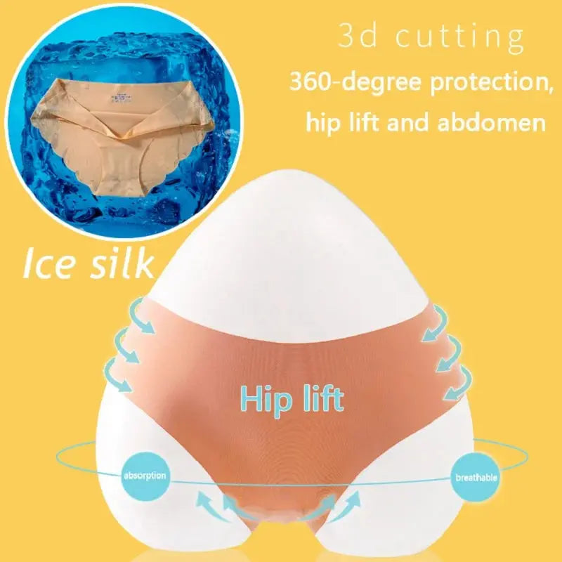 Ice Silk Seamless Panties 4PCS/Set Women's Briefs Solid Color Elastic Underwear Female Ultra Thin No Trace Wavy Side Panties luxecrown.co.uk
