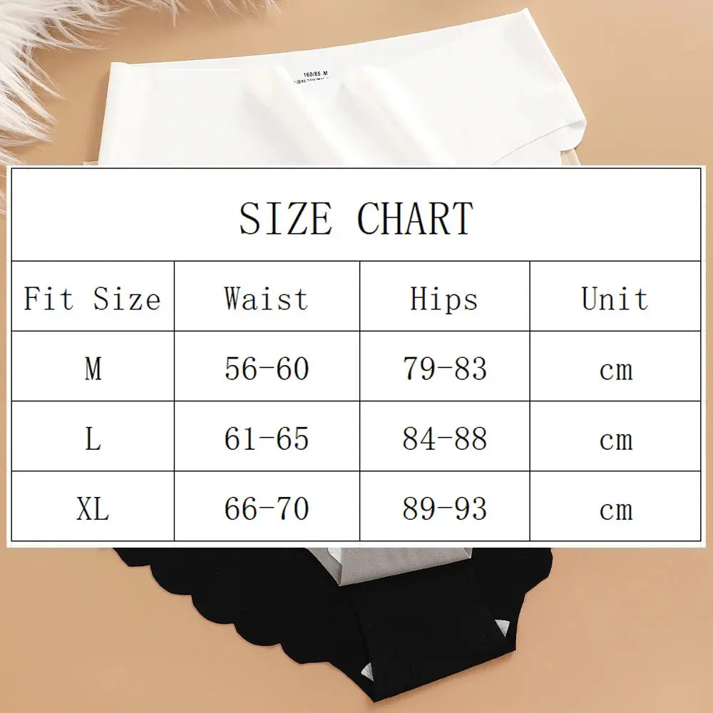 Ice Silk Seamless Panties 4PCS/Set Women's Briefs Solid Color Elastic Underwear Female Ultra Thin No Trace Wavy Side Panties luxecrown.co.uk