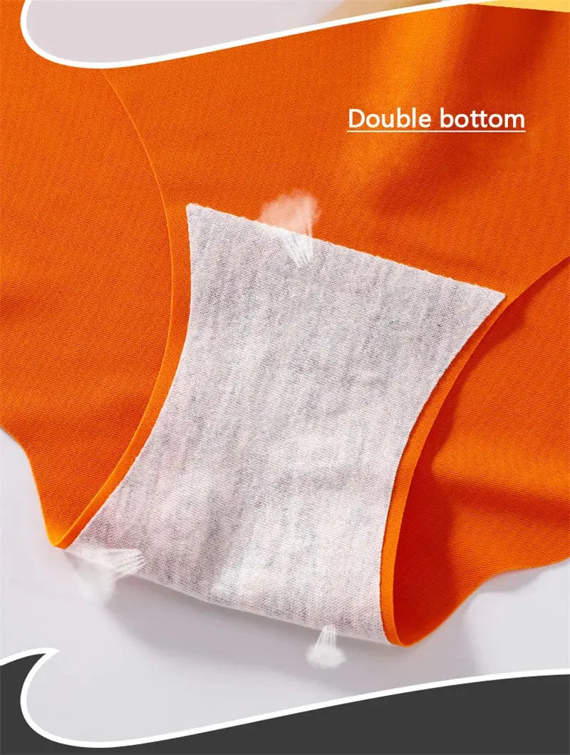 Ice Silk Seamless Panties 4PCS/Set Women's Briefs Solid Color Elastic Underwear Female Ultra Thin No Trace Wavy Side Panties luxecrown.co.uk
