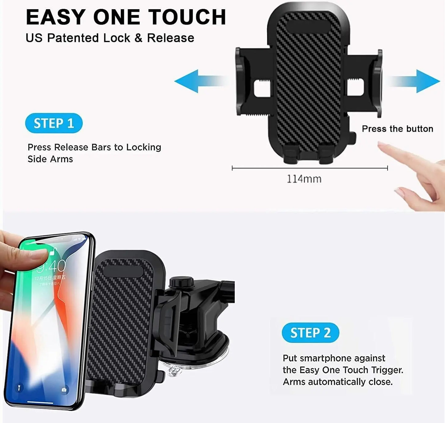 In Car Phone Universal Holder 360 Rotatable Car Mobile Phone Suction Mount luxecrown