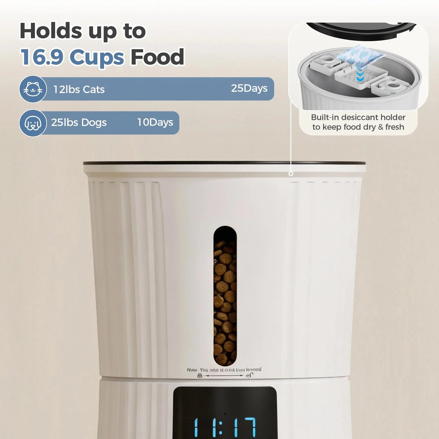 JHK 4L Automatic Cat Feeder WiFi Timed Cat Food Dispenser with APP Control Dual Power Supply Indoor Programmable Pet Feeder luxecrown.co.uk