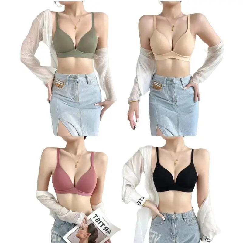 Japanese Style Seamless Push Up Bra Comfort Wireless Underwear Women's No Steel Ring Bralette 3/4 Cup Glossy Bra Female Lingerie luxecrown.co.uk