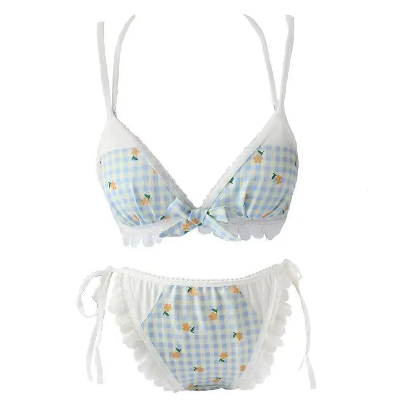 Japanese Style Sweet Cute Triangle Cup Bra No Rings Comfortable Breathable Thin Girls' Underwear Small Chest Sexy Lace