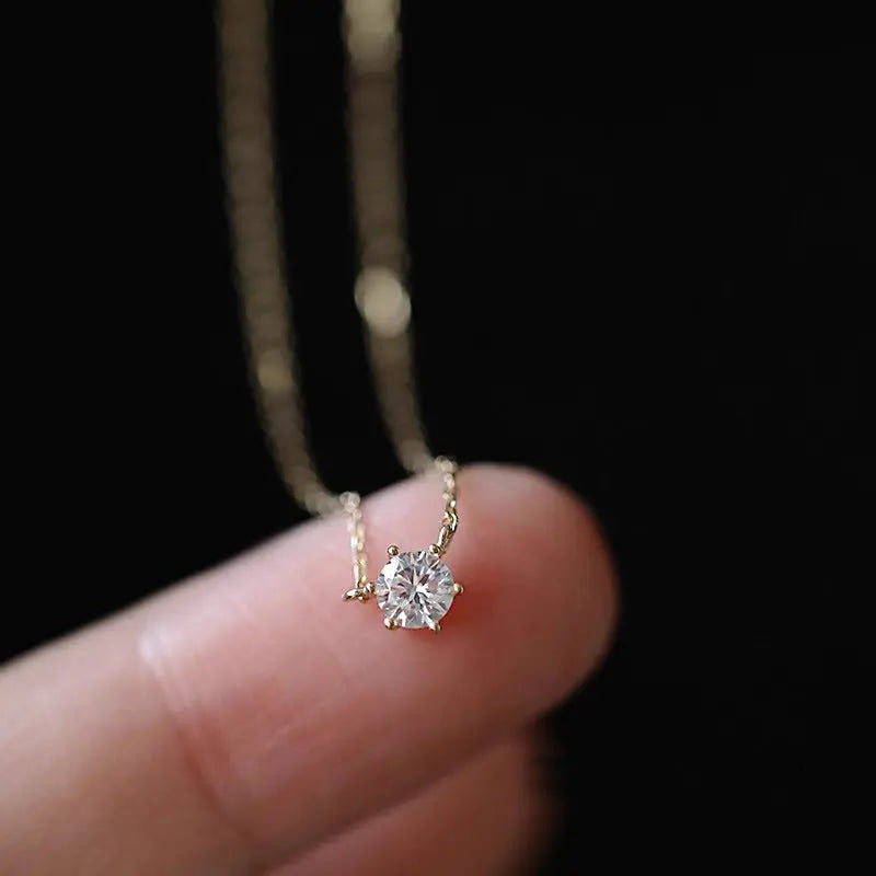 Jkeli 925 Sterling Silver 18k Gold Plated Necklace Single Sparkling Zircon Clavicle Chain for Women Wedding Jewelry collares Streetsharks