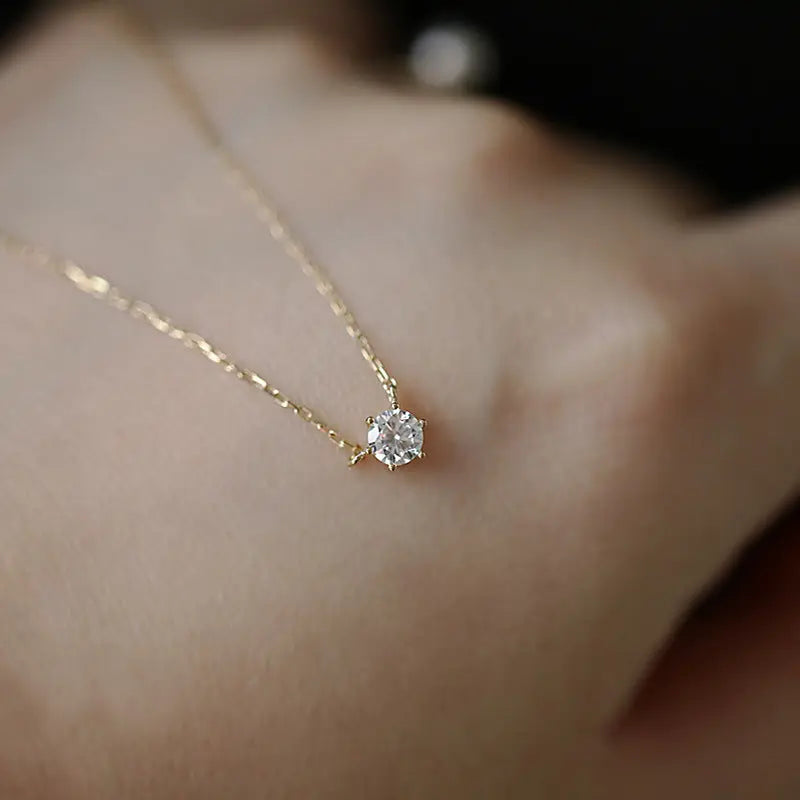 Jkeli 925 Sterling Silver 18k Gold Plated Necklace Single Sparkling Zircon Clavicle Chain for Women Wedding Jewelry collares Streetsharks