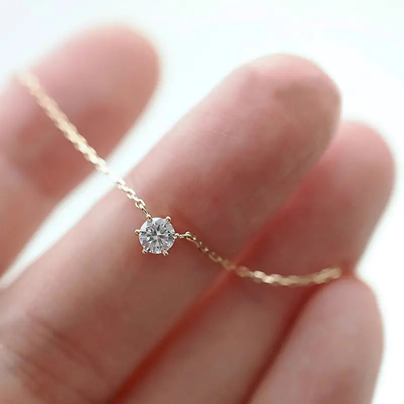 Jkeli 925 Sterling Silver 18k Gold Plated Necklace Single Sparkling Zircon Clavicle Chain for Women Wedding Jewelry collares Streetsharks