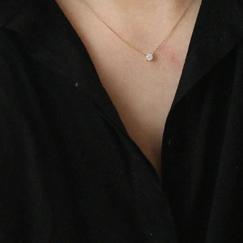 Jkeli 925 Sterling Silver 18k Gold Plated Necklace Single Sparkling Zircon Clavicle Chain for Women Wedding Jewelry collares Streetsharks