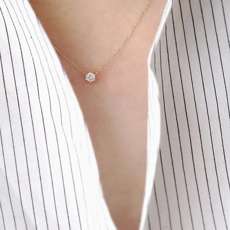 Jkeli 925 Sterling Silver 18k Gold Plated Necklace Single Sparkling Zircon Clavicle Chain for Women Wedding Jewelry collares Streetsharks