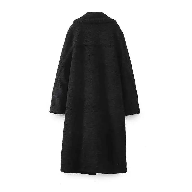 KEYANKETIAN Winter New Women's Teddy Bear Coat Stylish Thick Thick Warm Faux Fur Fleece Lady Long Coat Double Breasted Jacket