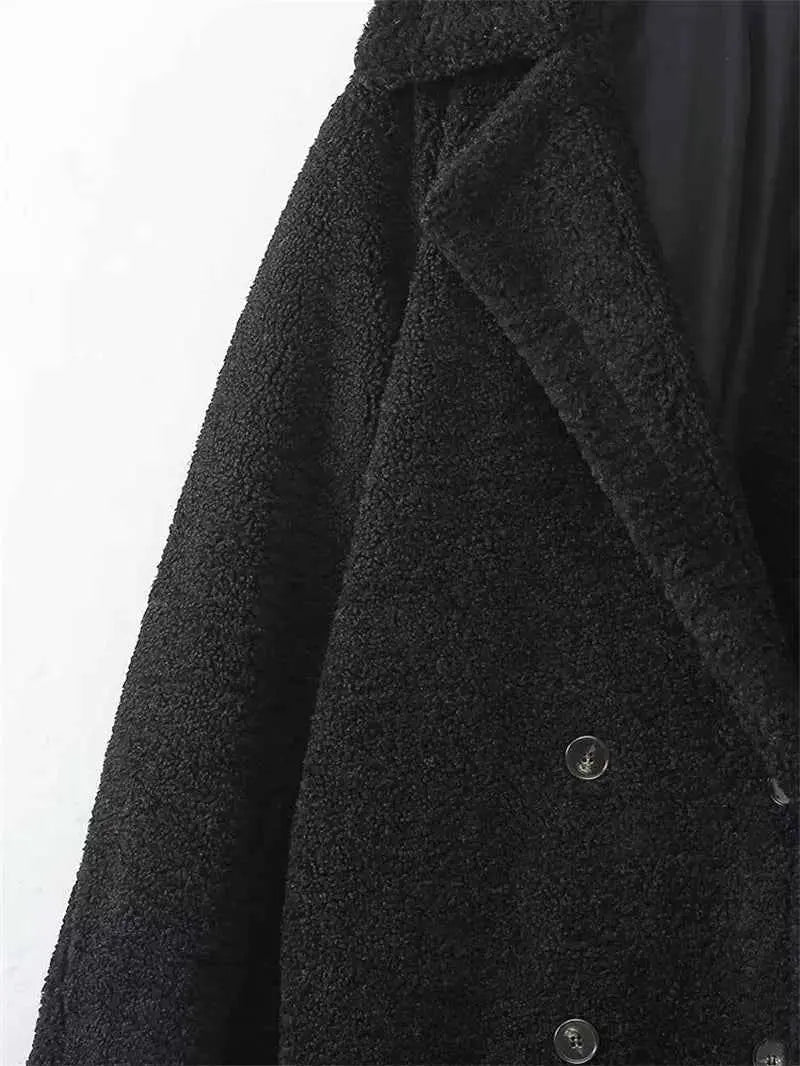 KEYANKETIAN Winter New Women's Teddy Bear Coat Stylish Thick Thick Warm Faux Fur Fleece Lady Long Coat Double Breasted Jacket