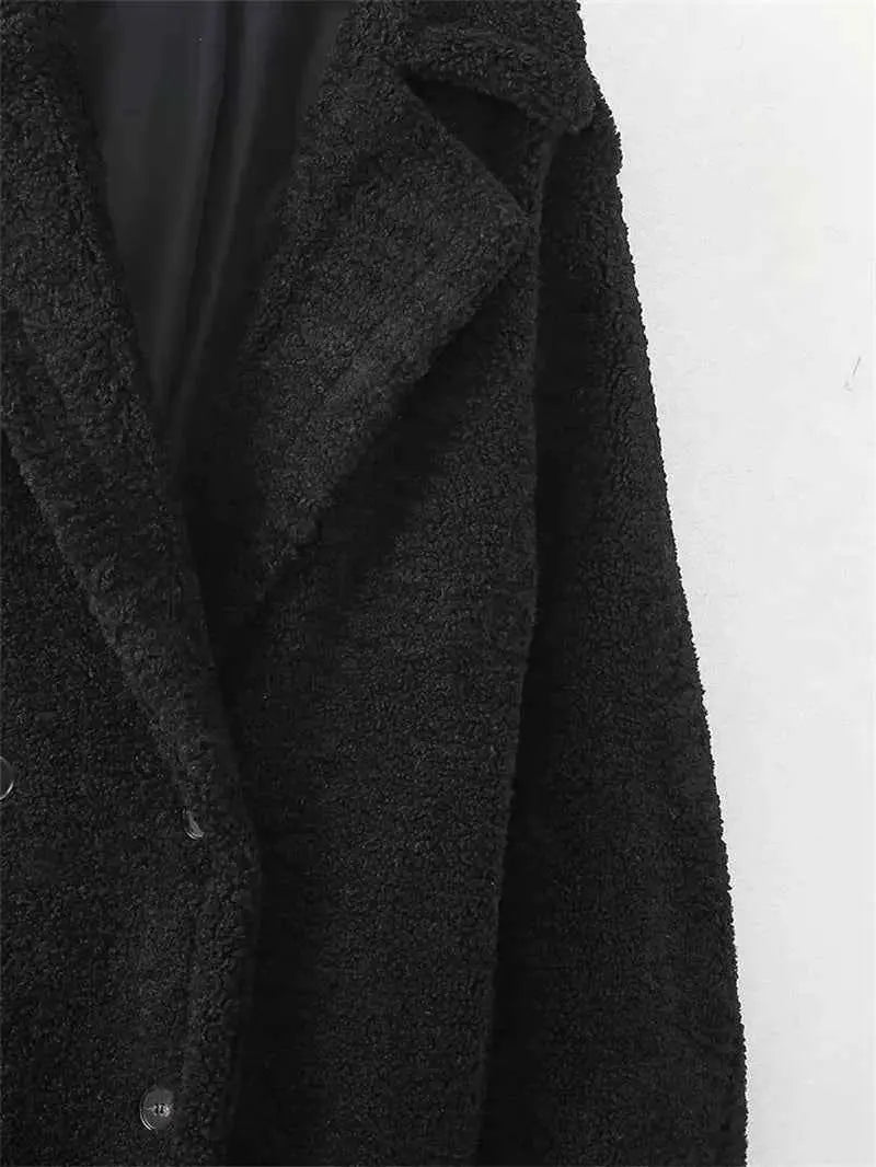 KEYANKETIAN Winter New Women's Teddy Bear Coat Stylish Thick Thick Warm Faux Fur Fleece Lady Long Coat Double Breasted Jacket