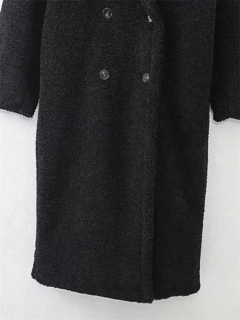 KEYANKETIAN Winter New Women's Teddy Bear Coat Stylish Thick Thick Warm Faux Fur Fleece Lady Long Coat Double Breasted Jacket
