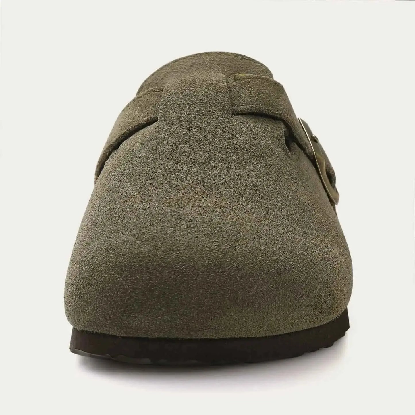 Kidmi Men's Suede Clogs Cork Footbed Clogs for Women Soft Leather Adjustable Buckle Slip-on Potato Shoes Sandals Beach Slippers