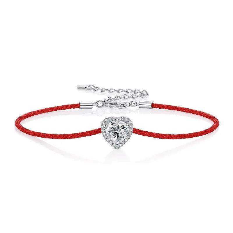 L12849 Lefei Fashion Luxury Trendy Classic Moissanite 1Ct Red Lucky Heart Bracelet Women S925 Sterling Silver Party Jewelry Gift Streetsharks