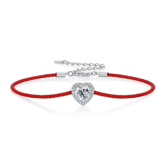 L12849 Lefei Fashion Luxury Trendy Classic Moissanite 1Ct Red Lucky Heart Bracelet Women S925 Sterling Silver Party Jewelry Gift Streetsharks