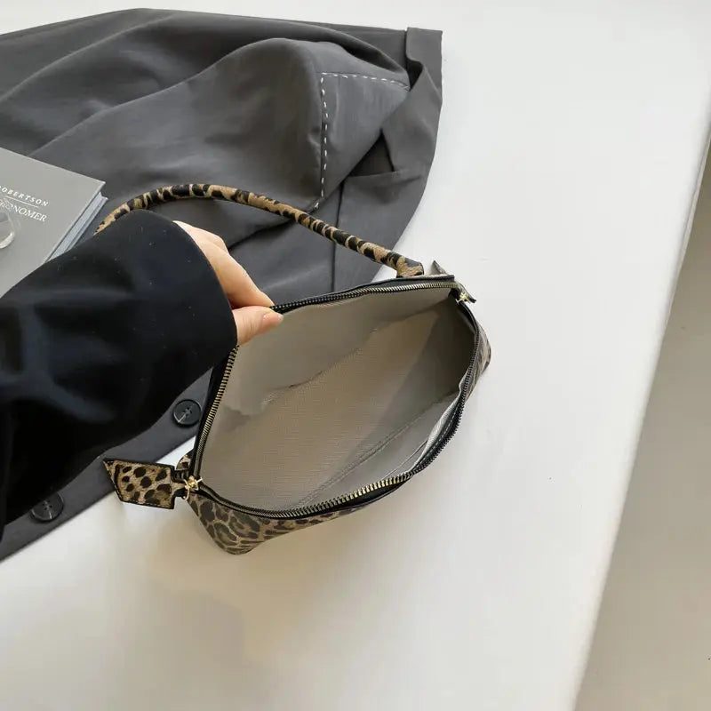 LEFTSIDE Pu Leather Underarm Bags for Women 2025 Korean Fashion Leopard Handbags and Purses Small Luxury Party Shoulder Bag Streetsharks