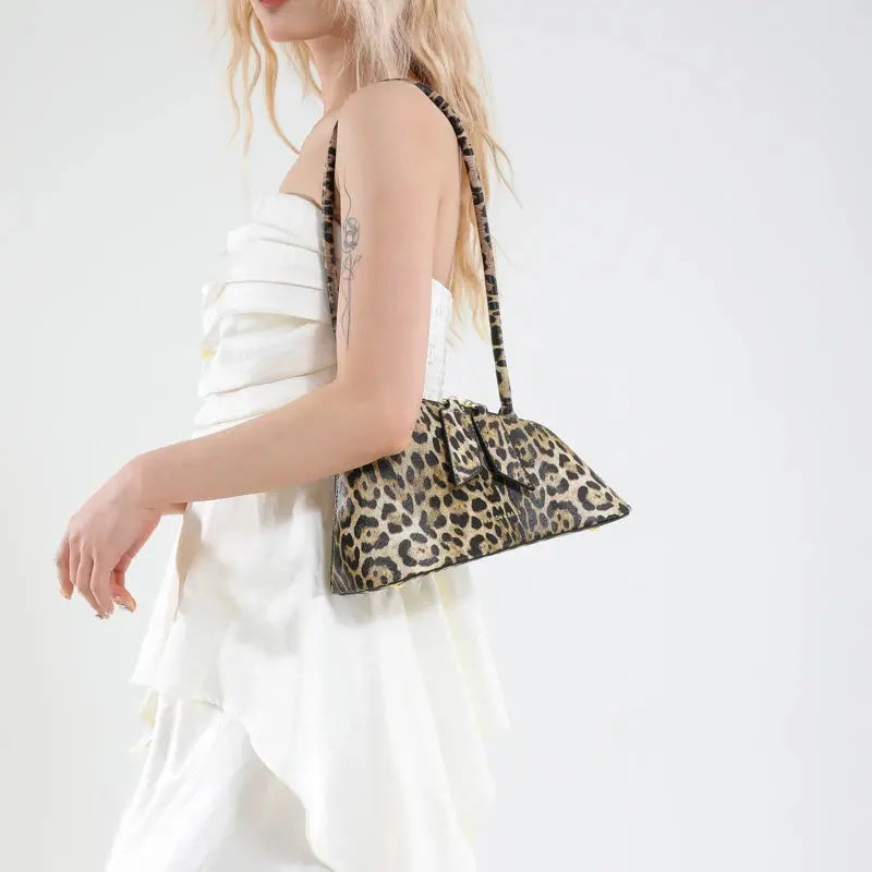 LEFTSIDE Pu Leather Underarm Bags for Women 2025 Korean Fashion Leopard Handbags and Purses Small Luxury Party Shoulder Bag Streetsharks