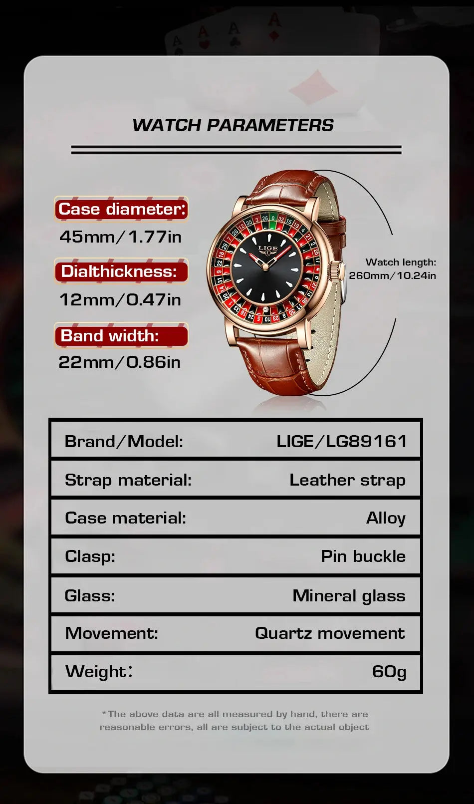 LIGE Fashion Brown Leather Men Watch Rotating Dial Las Vegas Roulette Desktop Theme Watch Men Waterproof Luminous Clock Watches luxecrown.co.uk