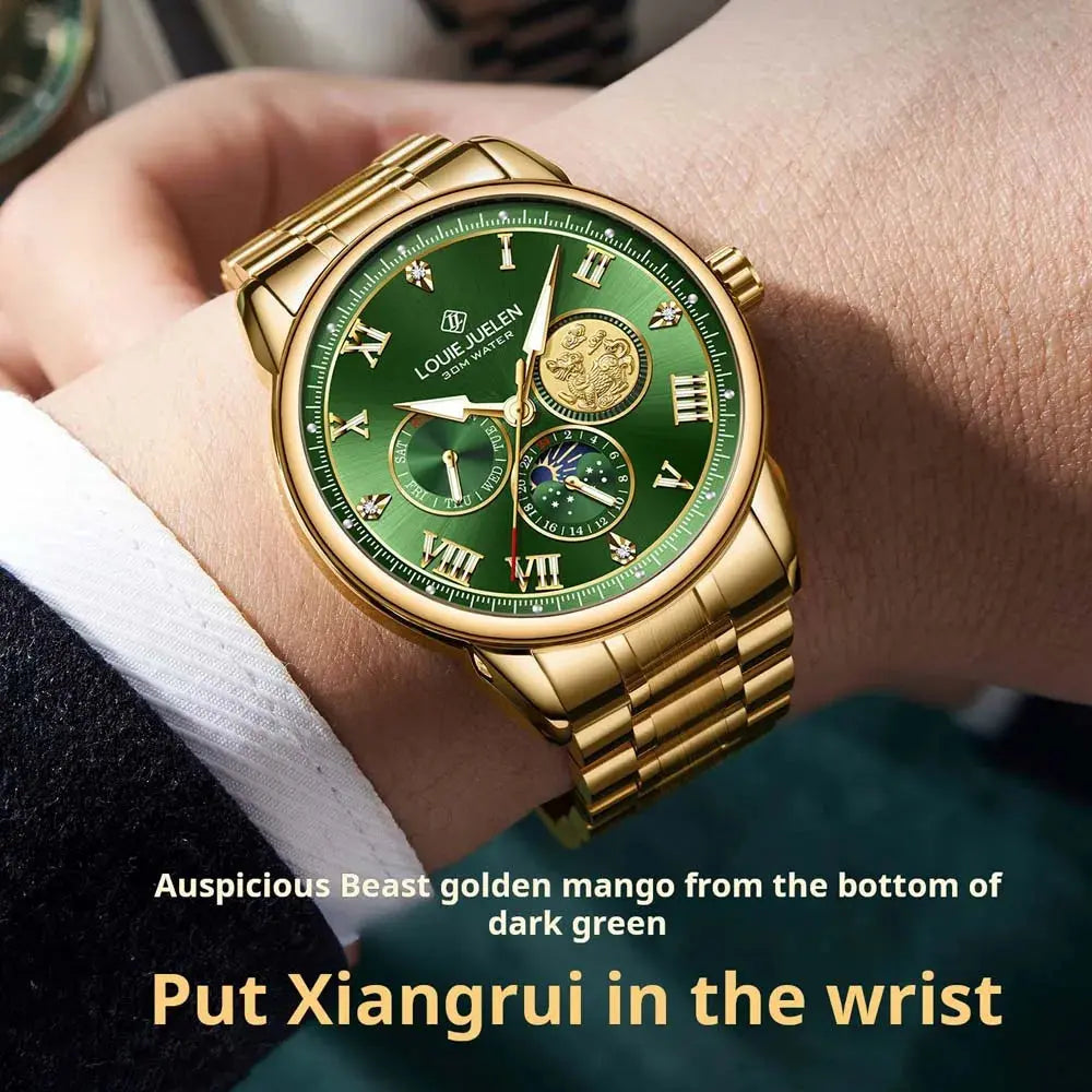 LOUIE JUELEN New Men's Quartz Watch Luminous  Sun Moon and Stars  Men's Wristwatch Gift For Men relojes para hombres luxecrown.co.uk