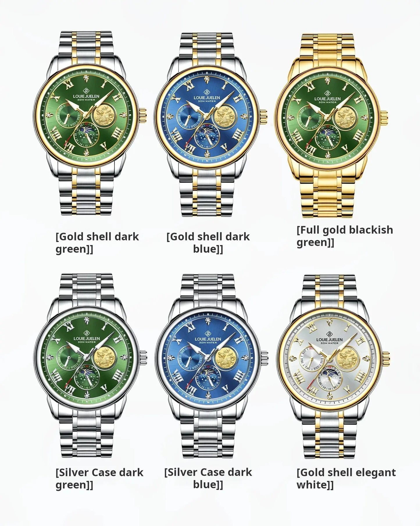LOUIE JUELEN New Men's Quartz Watch Luminous  Sun Moon and Stars  Men's Wristwatch Gift For Men relojes para hombres luxecrown.co.uk