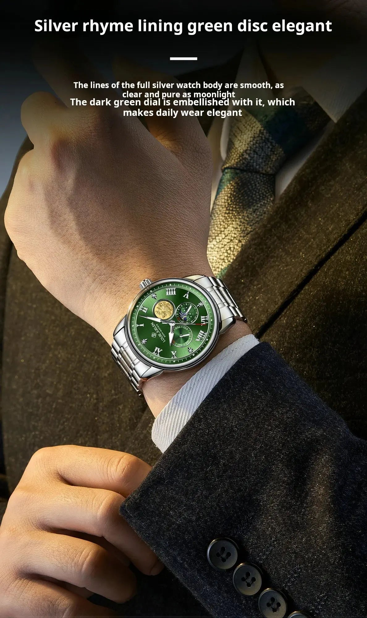 LOUIE JUELEN New Men's Quartz Watch Luminous  Sun Moon and Stars  Men's Wristwatch Gift For Men relojes para hombres luxecrown.co.uk