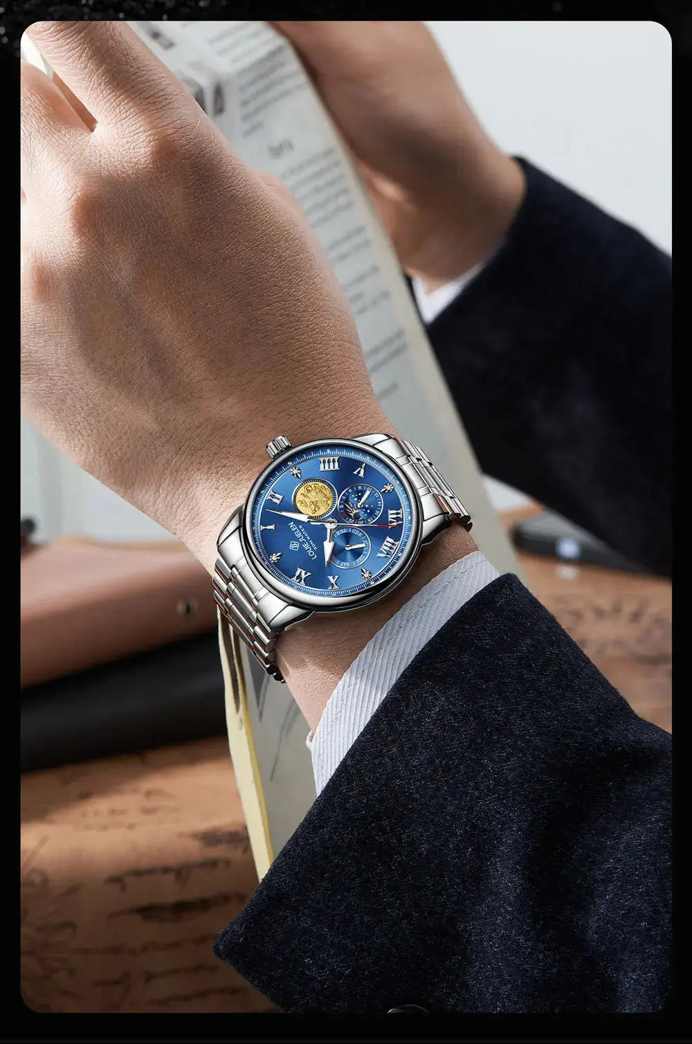 LOUIE JUELEN New Men's Quartz Watch Luminous  Sun Moon and Stars  Men's Wristwatch Gift For Men relojes para hombres luxecrown.co.uk