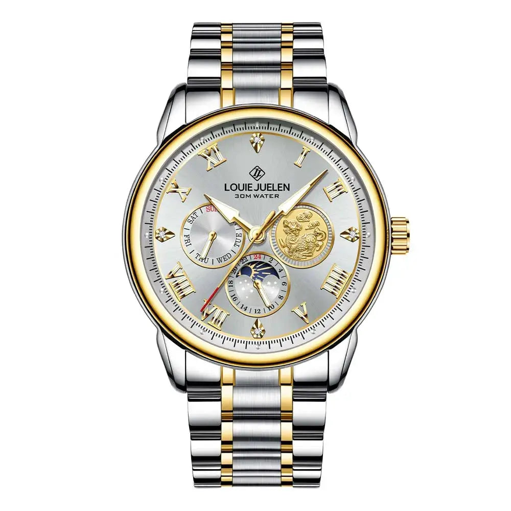 LOUIE JUELEN New Men's Quartz Watch Luminous  Sun Moon and Stars  Men's Wristwatch Gift For Men relojes para hombres luxecrown.co.uk