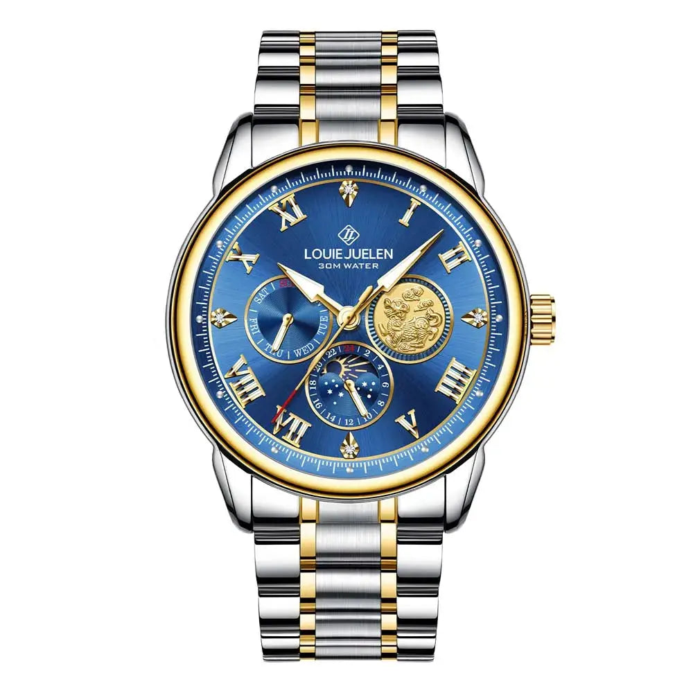 LOUIE JUELEN New Men's Quartz Watch Luminous  Sun Moon and Stars  Men's Wristwatch Gift For Men relojes para hombres luxecrown.co.uk