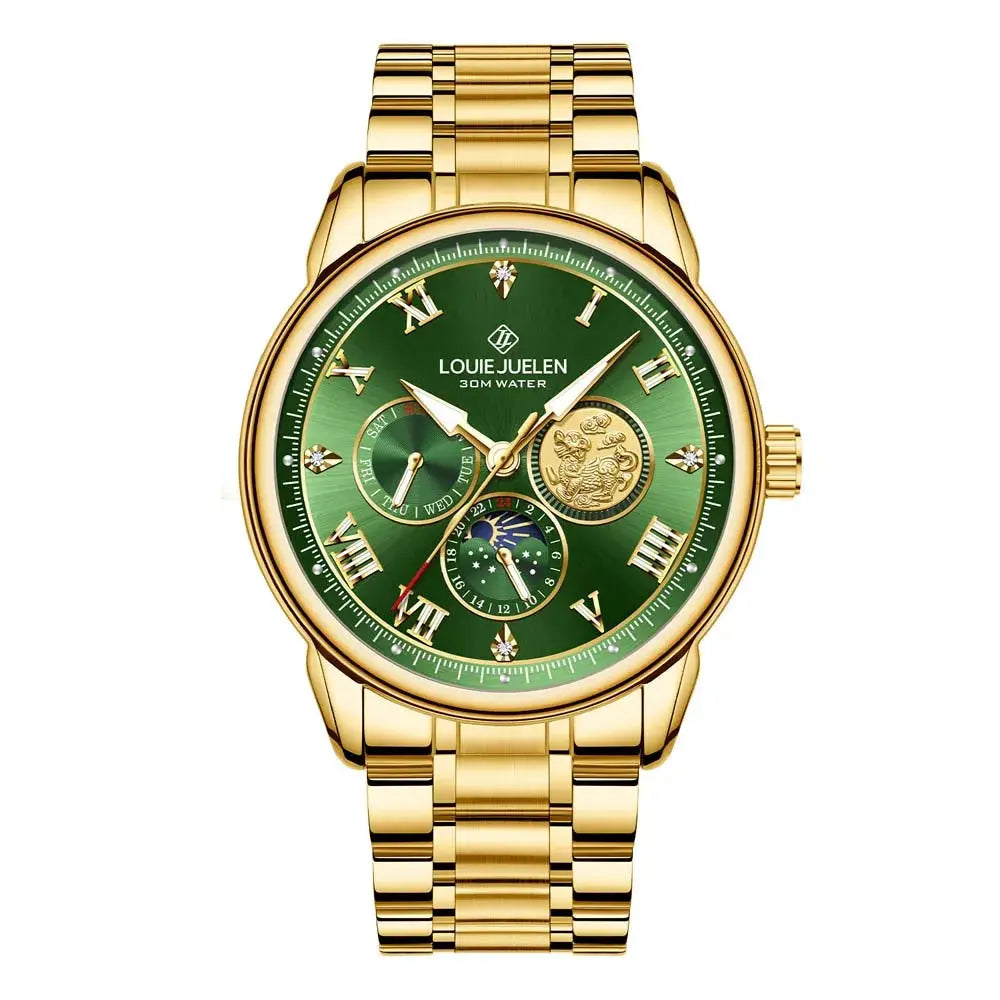 LOUIE JUELEN New Men's Quartz Watch Luminous  Sun Moon and Stars  Men's Wristwatch Gift For Men relojes para hombres luxecrown.co.uk