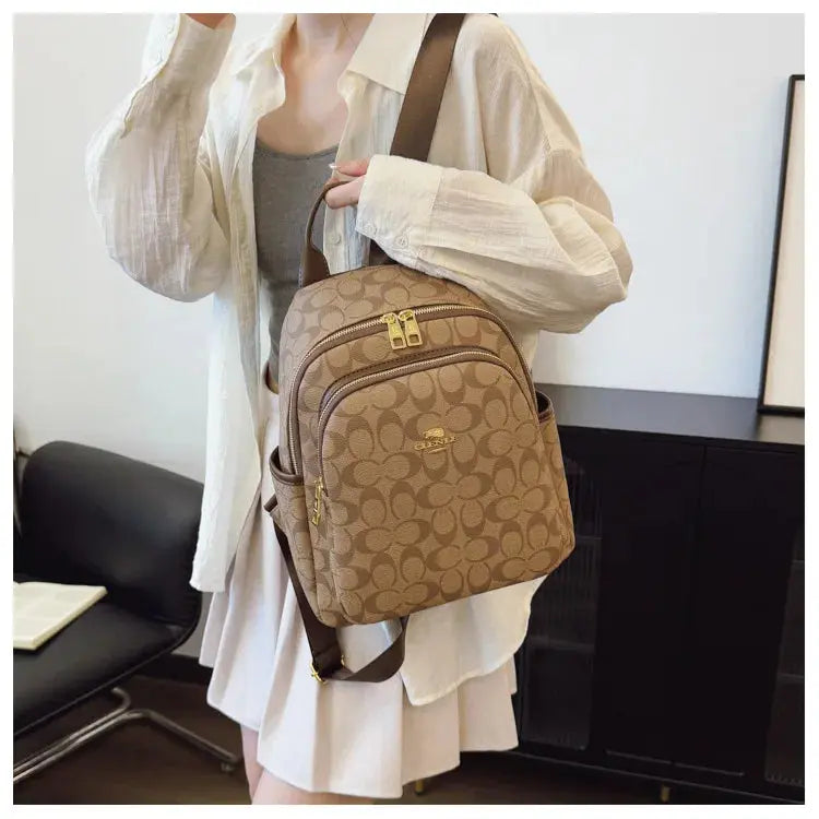 Large-capacity casual women's backpack with vintage textured coating, suitable for travel. luxecrown.co.uk