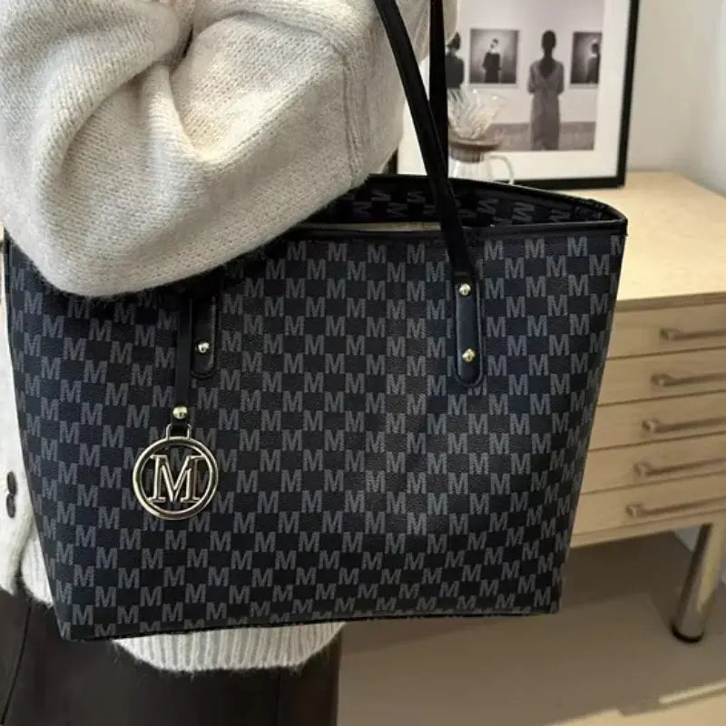 Letter Print Fashion Shoulder Bag Versatile Large Capacity Handbag Luxury Brand Bag Clutch Bag Retro Trend Commuter Tote Bag luxecrown.co.uk