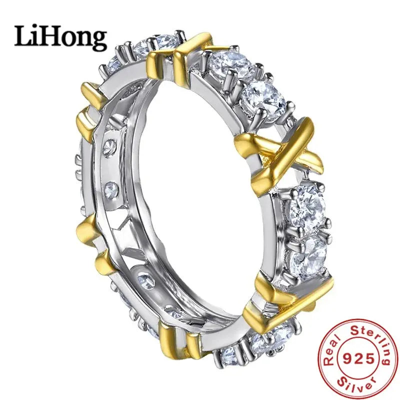 Luxury 925 Sterling Silver Ring Interlaced With Aaa Zircon Crystal Ring For A Woman'S Engagement Jewelry Gift Streetsharks