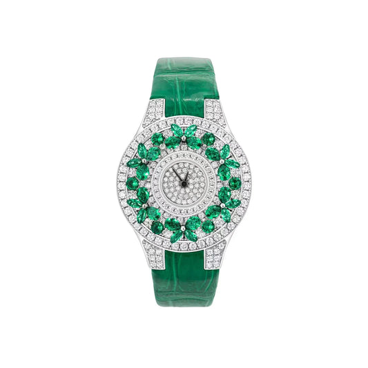 Luxury Brand Woman Watch Qualities Diamond Emerald Watches Ladies Leather Brcalaet Elegant Montre Femme watch for women luxecrown.co.uk