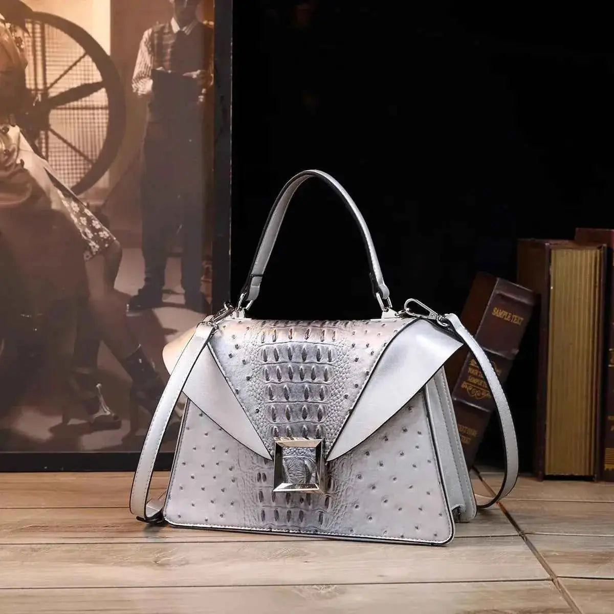Luxury Designer Brand New Cowhide High Quality Crocodile Print Handbag Women's Fashion Single Shoulder Crossbody Bag Hot Sale