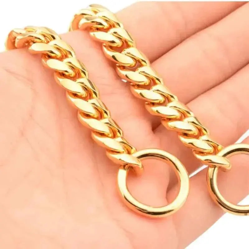 Luxury Dog Collar Gold Dog Chain Choker For Pitbull Bulldog Teddy French Bulldog Metal Collar Pet Necklace Pets Jewelry Products