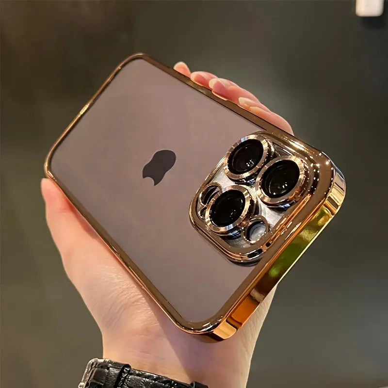 Luxury Electroplated Transparent TPU Soft Phone Case for iPhone 16 Pro MAX, for iPhone 15, 14, 13, 12 Pro Max, Plus 11 - Phone Case with Lens Protection, Transparent Shockproof Back Cover (DT) Streetsharks