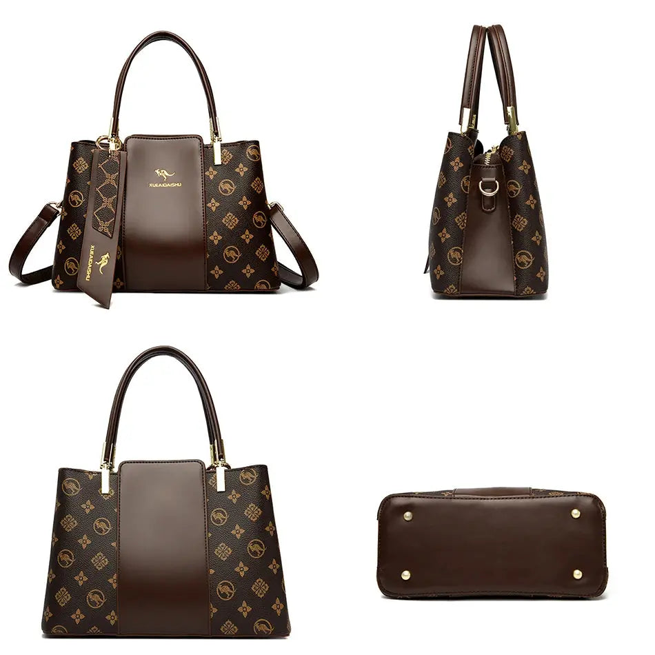 Luxury Handbag Fashion Print Large Capacity Soft Leather Women Shoulder Crossbody Bag Leisure Designer Ladies Purses and Handbag luxecrown.co.uk