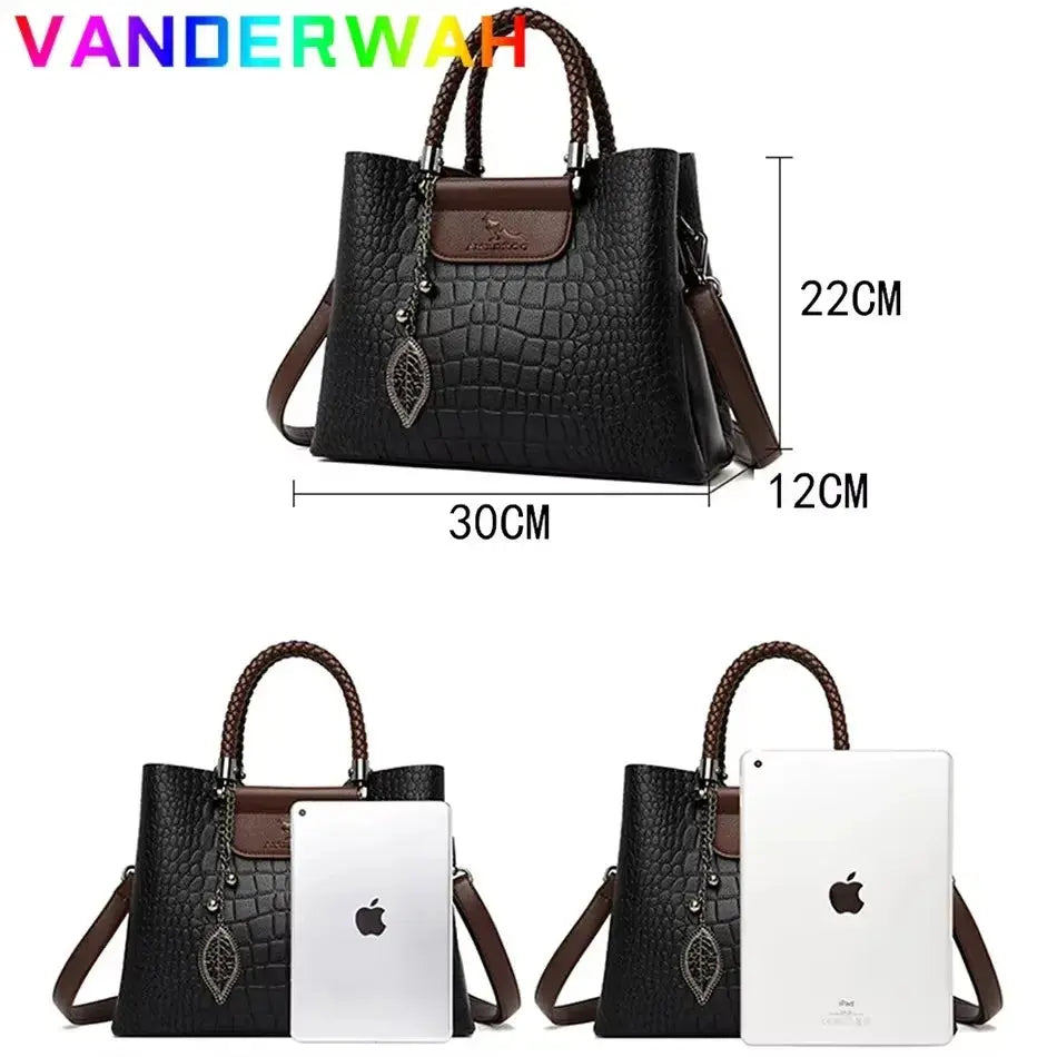 Luxury Handbag Fashion Print Large Capacity Soft Leather Women Shoulder Crossbody Bag Leisure Designer Ladies Purses and Handbag luxecrown.co.uk