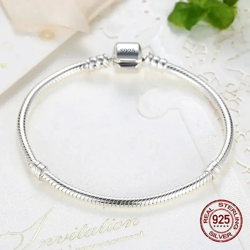 Luxury Handmade Original Fine Jewelry 925 Sterling Silver Charm Bracelet Soft Smooth Snake Bone Bracelets for Women Streetsharks