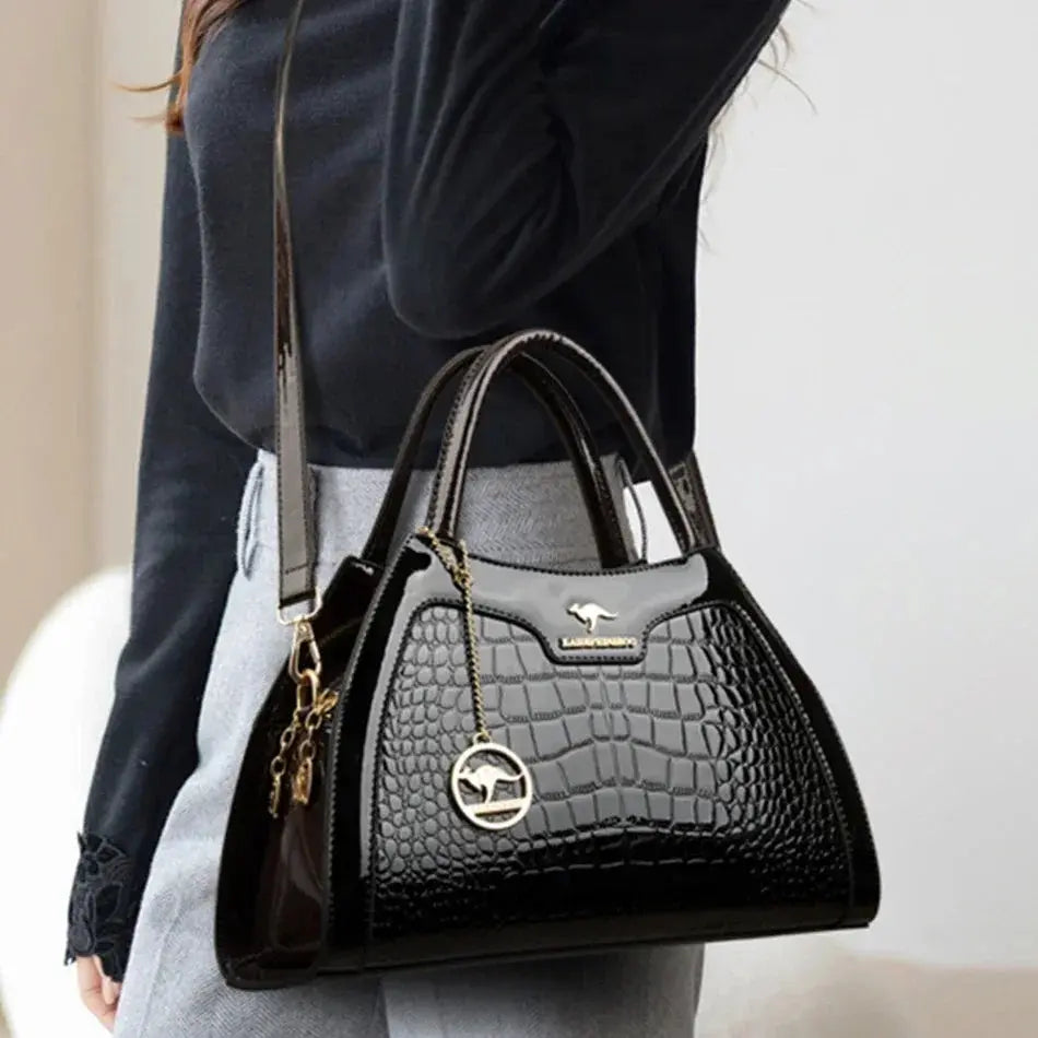 Luxury Patent Leather Handbags for Women Designer Crocodile Pattern Women's Shoulder Crossbody Bag Hobos Ladies Messenger Stone Streetsharks
