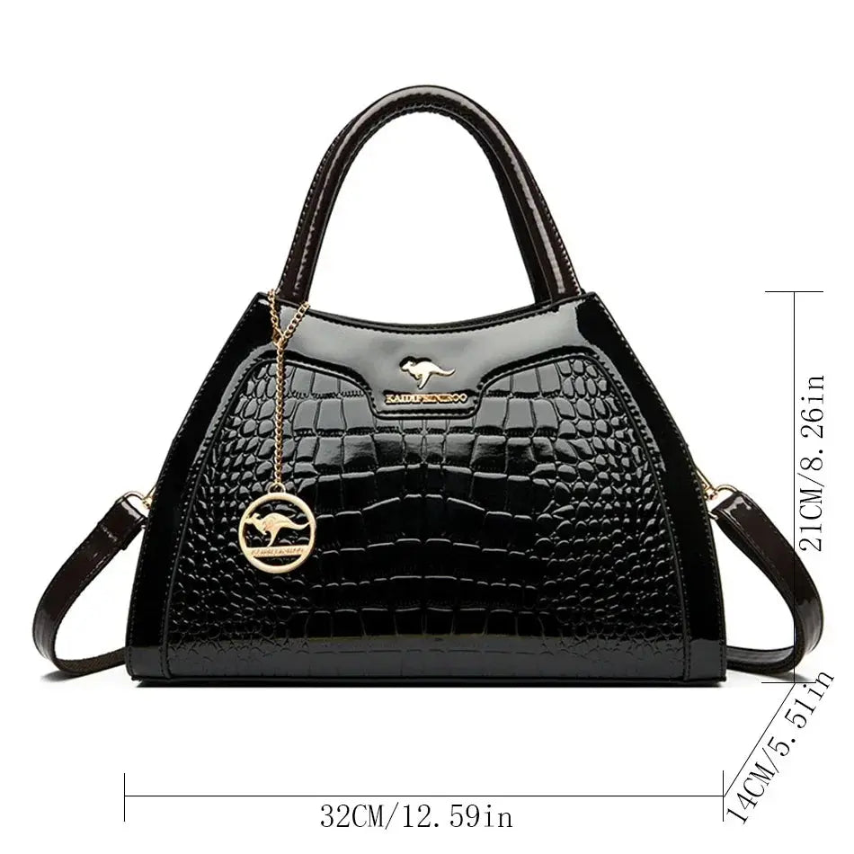 Luxury Patent Leather Handbags for Women Designer Crocodile Pattern Women's Shoulder Crossbody Bag Hobos Ladies Messenger Stone Streetsharks