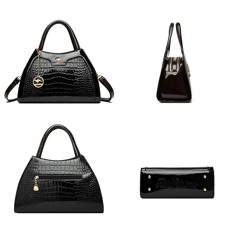 Luxury Patent Leather Handbags for Women Designer Crocodile Pattern Women's Shoulder Crossbody Bag Hobos Ladies Messenger Stone Streetsharks