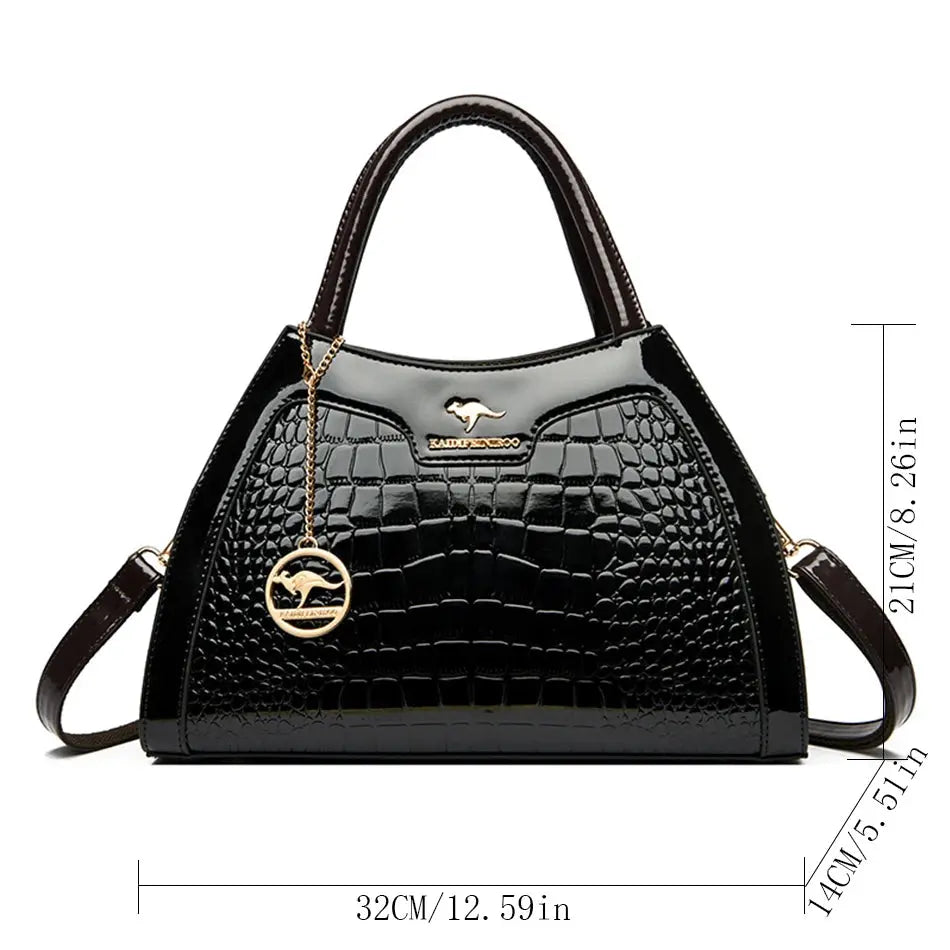 Luxury Patent Leather Handbags for Women Designer Crocodile Pattern Women's Shoulder Crossbody Bag Hobos Ladies Messenger Stone Streetsharks