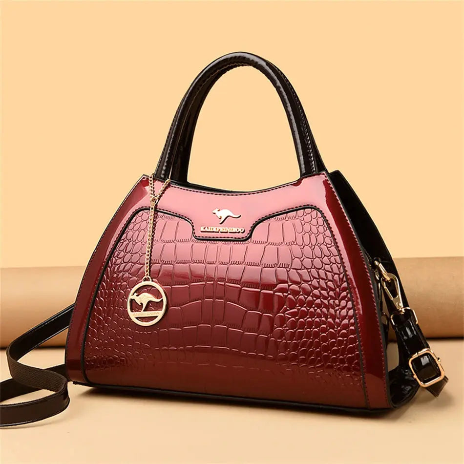 Luxury Patent Leather Handbags for Women Designer Crocodile Pattern Women's Shoulder Crossbody Bag Hobos Ladies Messenger Stone Streetsharks