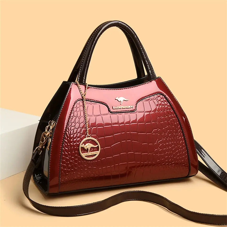 Luxury Patent Leather Handbags for Women Designer Crocodile Pattern Women's Shoulder Crossbody Bag Hobos Ladies Messenger Stone Streetsharks