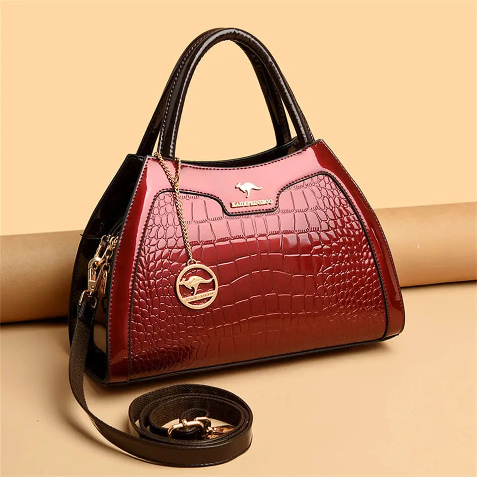 Luxury Patent Leather Handbags for Women Designer Crocodile Pattern Women's Shoulder Crossbody Bag Hobos Ladies Messenger Stone Streetsharks