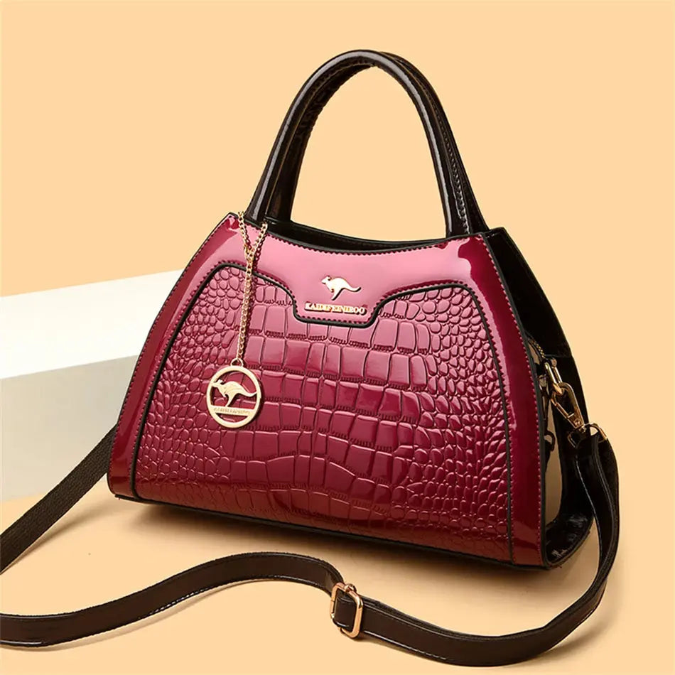 Luxury Patent Leather Handbags for Women Designer Crocodile Pattern Women's Shoulder Crossbody Bag Hobos Ladies Messenger Stone Streetsharks