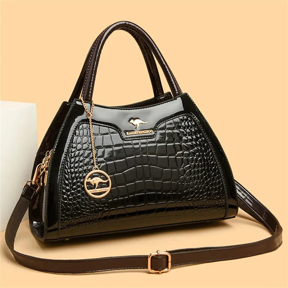 Luxury Patent Leather Handbags for Women Designer Crocodile Pattern Women's Shoulder Crossbody Bag Hobos Ladies Messenger Stone Streetsharks